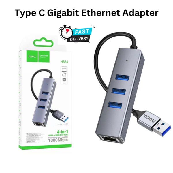 HOCO HB34 Easy Link, Type-C to USB3.0 & Gigabit Ethernet Adapter - Image 2