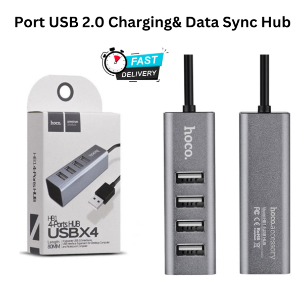 HOCO HB1 USB-A to 4-Port USB 2.0 Hub – Charge & Sync with Ease