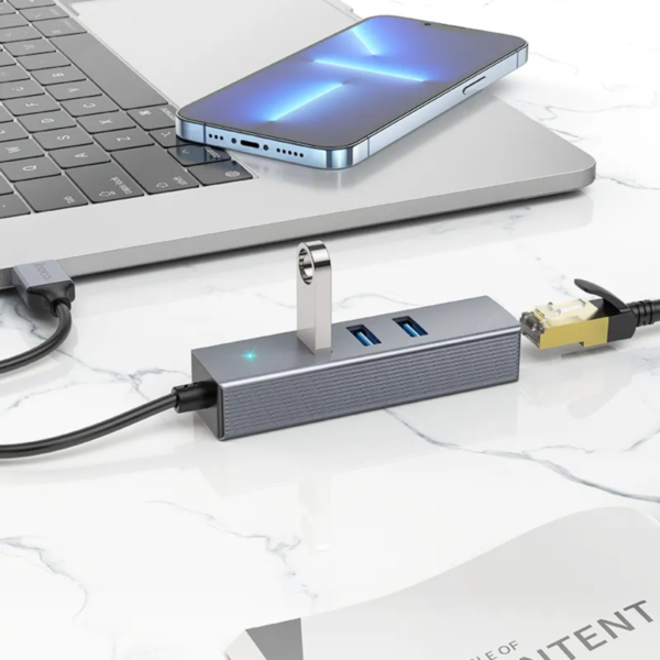 HOCO HB34 Easy Link, Type-C to USB3.0 & Gigabit Ethernet Adapter - Image 6