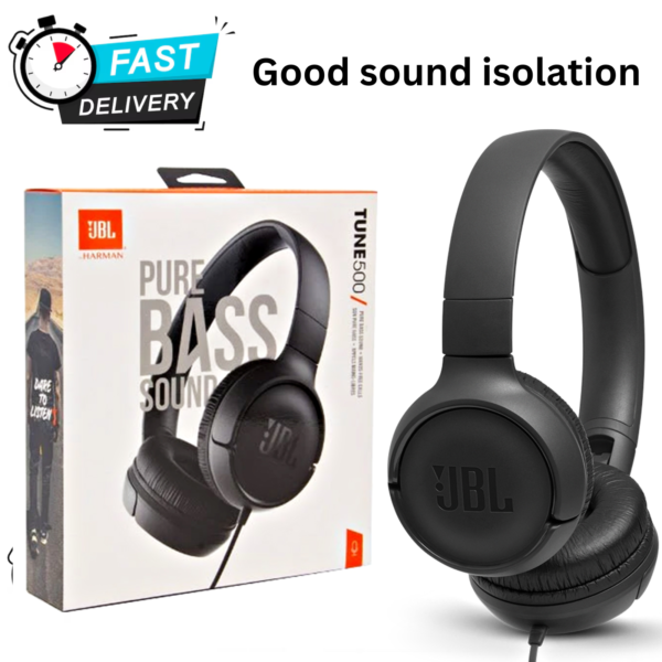 JBL Tune 500 Wired On-Ear Headphones – Pure Bass, Lightweight & Foldable!