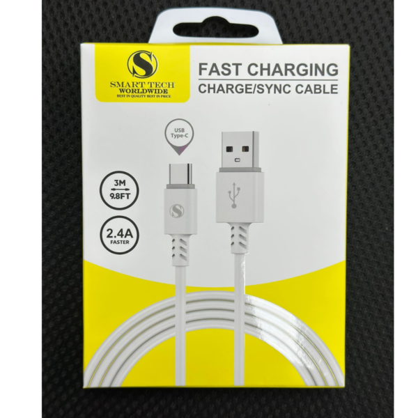 Fast Charging Micro USB Cable 3M – Data Sync, Durable & Tangle-Free | Smart Tech