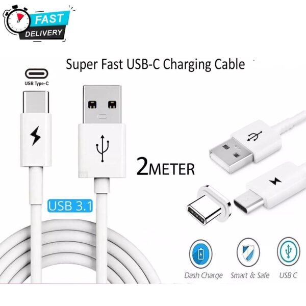 2M USB-A To Type-C Charging Cable Data Sync Lead Wire For Samsung Galaxy A52