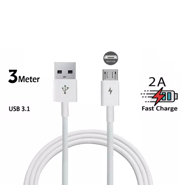 USB to Micro 3M Charging Cable & Data Sync – Ultra-Long & Durable (Black&White)