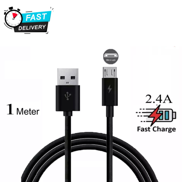 1M Black Micro USB Charger Cable & Data Sync Lead For Samsung Ga